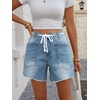 image:imageCicy Bell Women Drawstring High Rise Denim Shorts Summer Casual Wide Leg Jorts Boyfriend Baggy Jeans Short Pants with PocketsLight Blue