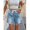 image:imageCicy Bell Women Drawstring High Rise Denim Shorts Summer Casual Wide Leg Jorts Boyfriend Baggy Jeans Short Pants with PocketsLight Blue