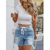 image:imageCicy Bell Women Drawstring High Rise Denim Shorts Summer Casual Wide Leg Jorts Boyfriend Baggy Jeans Short Pants with PocketsLight Blue