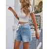 image:imageCicy Bell Women Drawstring High Rise Denim Shorts Summer Casual Wide Leg Jorts Boyfriend Baggy Jeans Short Pants with PocketsLight Blue