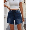 image:imageCicy Bell Women Drawstring High Rise Denim Shorts Summer Casual Wide Leg Jorts Boyfriend Baggy Jeans Short Pants with PocketsNavy