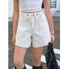 image:imageCicy Bell Women Drawstring High Rise Denim Shorts Summer Casual Wide Leg Jorts Boyfriend Baggy Jeans Short Pants with PocketsWhite