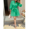 image:imageCicy Bell Womens Puff 34 Sleeve Mini Dresses Bow Tie Waist V Neck Casual Trendy Ruffle Tiered Short DressMint Green