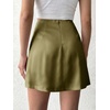 image:imageCicy Bell Womens Satin Mini Skirt High Waist Side Slit Work Casual Skirts  Builtin Shorts Aline Silky Wrap Skort Dressy Office WearArmy Green