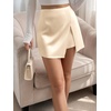 image:imageCicy Bell Womens Satin Mini Skirt High Waist Side Slit Work Casual Skirts  Builtin Shorts Aline Silky Wrap Skort Dressy Office WearBeige