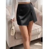 image:imageCicy Bell Womens Satin Mini Skirt High Waist Side Slit Work Casual Skirts  Builtin Shorts Aline Silky Wrap Skort Dressy Office WearBlack
