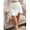 image:imageCicy Bell Womens Satin Mini Skirt High Waist Side Slit Work Casual Skirts  Builtin Shorts Aline Silky Wrap Skort Dressy Office WearWhite