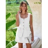 image:imageCicy Bell Womens Summer 2 Piece Outfits Sleeveless Scoop Neck Fitted Blazer Vest Matching Set Mini Skirt Short Suit Work Sets White