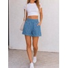 image:imageCicy Bell Womens Summer Pull on Jean Shorts Casual Trendy Elastic High Waisted Denim Shorts Baggy Seam Jorts with PocketsBlue