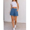 image:imageCicy Bell Womens Summer Pull on Jean Shorts Casual Trendy Elastic High Waisted Denim Shorts Baggy Seam Jorts with PocketsJean Blue