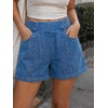 image:imageCicy Bell Womens Summer Pull on Jean Shorts Casual Trendy Elastic High Waisted Denim Shorts Baggy Seam Jorts with PocketsJean Blue
