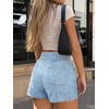 image:imageCicy Bell Womens Summer Pull on Jean Shorts Casual Trendy Elastic High Waisted Denim Shorts Baggy Seam Jorts with PocketsLight Blue