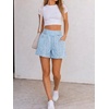 image:imageCicy Bell Womens Summer Pull on Jean Shorts Casual Trendy Elastic High Waisted Denim Shorts Baggy Seam Jorts with PocketsLight Blue