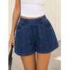 image:imageCicy Bell Womens Summer Pull on Jean Shorts Casual Trendy Elastic High Waisted Denim Shorts Baggy Seam Jorts with PocketsNavy