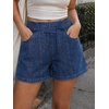 image:imageCicy Bell Womens Summer Pull on Jean Shorts Casual Trendy Elastic High Waisted Denim Shorts Baggy Seam Jorts with PocketsNavy