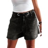 image:imageCicy Bell Women Drawstring High Rise Denim Shorts Summer Casual Wide Leg Jorts Boyfriend Baggy Jeans Short Pants with PocketsBlack