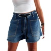 image:imageCicy Bell Women Drawstring High Rise Denim Shorts Summer Casual Wide Leg Jorts Boyfriend Baggy Jeans Short Pants with PocketsBlue
