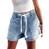 image:imageCicy Bell Women Drawstring High Rise Denim Shorts Summer Casual Wide Leg Jorts Boyfriend Baggy Jeans Short Pants with PocketsLight Blue