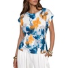 image:imageCicy Bell Womens Peplum Tops Summer Babydoll Cap Sleeve TShirts Dressy Casual Crew Neck Pleated BlousesBlueyellow