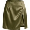 image:imageCicy Bell Womens Satin Mini Skirt High Waist Side Slit Work Casual Skirts  Builtin Shorts Aline Silky Wrap Skort Dressy Office WearArmy Green