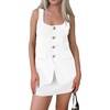 image:imageCicy Bell Womens Summer 2 Piece Outfits Sleeveless Scoop Neck Fitted Blazer Vest Matching Set Mini Skirt Short Suit Work Sets White
