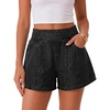 image:imageCicy Bell Womens Summer Pull on Jean Shorts Casual Trendy Elastic High Waisted Denim Shorts Baggy Seam Jorts with PocketsBlack