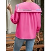 image:imageCicy Bell Womens Floral Button Down Shirts Trendy Casual 34 Lantern Sleeve Blouse Square Neck Collared TopsBarbie Pink