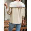 image:imageCicy Bell Womens Floral Button Down Shirts Trendy Casual 34 Lantern Sleeve Blouse Square Neck Collared TopsBeige