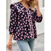 image:imageCicy Bell Womens Floral Button Down Shirts Trendy Casual 34 Lantern Sleeve Blouse Square Neck Collared TopsBlack Print