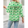 image:imageCicy Bell Womens Floral Button Down Shirts Trendy Casual 34 Lantern Sleeve Blouse Square Neck Collared TopsGreen Print