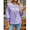image:imageCicy Bell Womens Floral Button Down Shirts Trendy Casual 34 Lantern Sleeve Blouse Square Neck Collared TopsLight Purple