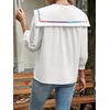image:imageCicy Bell Womens Floral Button Down Shirts Trendy Casual 34 Lantern Sleeve Blouse Square Neck Collared TopsWhite