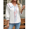 image:imageCicy Bell Womens Floral Button Down Shirts Trendy Casual 34 Lantern Sleeve Blouse Square Neck Collared TopsWhite