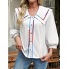 image:imageCicy Bell Womens Floral Button Down Shirts Trendy Casual 34 Lantern Sleeve Blouse Square Neck Collared TopsWhite