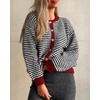 image:imageCicy Bell Womens Striped Cardigan Sweaters Long Sleeve Button Up Knit Tops  Color Block Loose Fit Button Down Open Front Casual Cardigan Fall WinterBlack