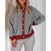 image:imageCicy Bell Womens Striped Cardigan Sweaters Long Sleeve Button Up Knit Tops  Color Block Loose Fit Button Down Open Front Casual Cardigan Fall WinterBlack