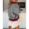 image:imageCicy Bell Womens Striped Cardigan Sweaters Long Sleeve Button Up Knit Tops  Color Block Loose Fit Button Down Open Front Casual Cardigan Fall WinterBlack