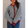 image:imageCicy Bell Womens Striped Cardigan Sweaters Long Sleeve Button Up Knit Tops  Color Block Loose Fit Button Down Open Front Casual Cardigan Fall WinterBlack