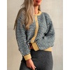image:imageCicy Bell Womens Striped Cardigan Sweaters Long Sleeve Button Up Knit Tops  Color Block Loose Fit Button Down Open Front Casual Cardigan Fall WinterCoffee