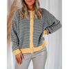 image:imageCicy Bell Womens Striped Cardigan Sweaters Long Sleeve Button Up Knit Tops  Color Block Loose Fit Button Down Open Front Casual Cardigan Fall WinterCoffee