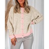image:imageCicy Bell Womens Striped Cardigan Sweaters Long Sleeve Button Up Knit Tops  Color Block Loose Fit Button Down Open Front Casual Cardigan Fall WinterLight Khaki