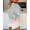 image:imageCicy Bell Womens Striped Cardigan Sweaters Long Sleeve Button Up Knit Tops  Color Block Loose Fit Button Down Open Front Casual Cardigan Fall WinterLight Grey