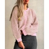 image:imageCicy Bell Womens Striped Cardigan Sweaters Long Sleeve Button Up Knit Tops  Color Block Loose Fit Button Down Open Front Casual Cardigan Fall WinterLilac