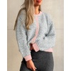 image:imageCicy Bell Womens Striped Cardigan Sweaters Long Sleeve Button Up Knit Tops  Color Block Loose Fit Button Down Open Front Casual Cardigan Fall WinterLight Grey