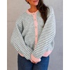 image:imageCicy Bell Womens Striped Cardigan Sweaters Long Sleeve Button Up Knit Tops  Color Block Loose Fit Button Down Open Front Casual Cardigan Fall WinterLight Grey