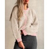 image:imageCicy Bell Womens Striped Cardigan Sweaters Long Sleeve Button Up Knit Tops  Color Block Loose Fit Button Down Open Front Casual Cardigan Fall WinterLight Khaki