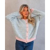 image:imageCicy Bell Womens Striped Cardigan Sweaters Long Sleeve Button Up Knit Tops  Color Block Loose Fit Button Down Open Front Casual Cardigan Fall WinterLight Grey