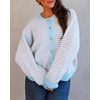image:imageCicy Bell Womens Striped Cardigan Sweaters Long Sleeve Button Up Knit Tops  Color Block Loose Fit Button Down Open Front Casual Cardigan Fall WinterPinkblue