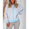 image:imageCicy Bell Womens Striped Cardigan Sweaters Long Sleeve Button Up Knit Tops  Color Block Loose Fit Button Down Open Front Casual Cardigan Fall WinterPinkblue