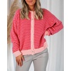 image:imageCicy Bell Womens Striped Cardigan Sweaters Long Sleeve Button Up Knit Tops  Color Block Loose Fit Button Down Open Front Casual Cardigan Fall WinterRed